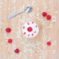 Dessert of raspberries, oats, cream Royalty Free Stock Photo