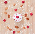 Dessert of raspberries, oats, nuts Royalty Free Stock Photo