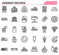 Dessert recipes icon set