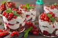 Dessert with red currant