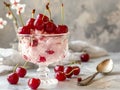 dessert served in an elegant souffle plate with various fruit jelly