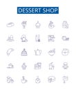 Dessert shop line icons signs set. Design collection of dessert, shop, bakery, pastry, confectionery, ice cream, sorbet Royalty Free Stock Photo