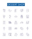 Dessert shop line icons signs set. Design collection of dessert, shop, bakery, pastry, confectionery, ice cream, sorbet Royalty Free Stock Photo