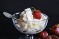 dessert with strawberries and whipped cream Royalty Free Stock Photo