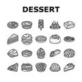 dessert sweet food cake candy icons set vector Royalty Free Stock Photo