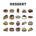 dessert sweet food cake candy icons set vector Royalty Free Stock Photo