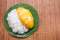 Dessert sweet sticky rice with mango coconut milk