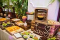 Dessert table of delicious snacks on wedding reception Royalty Free Stock Photo