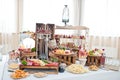 Dessert table of delicious snacks on wedding reception Royalty Free Stock Photo