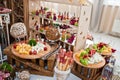 Dessert table of delicious snacks on wedding reception Royalty Free Stock Photo