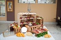 Dessert table of delicious snacks on wedding reception Royalty Free Stock Photo
