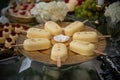 Dessert table for a party Candy bar. Rich thematic wedding candy bar, high variety of sweets