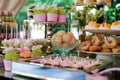 Dessert table for a party. Candy bar. Rich thematic wedding candy bar high variety of sweets Royalty Free Stock Photo