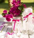 Dessert table for a party. Ombre cake, cupcakes, sweetness and f Royalty Free Stock Photo