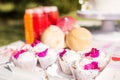 Dessert table for a party. Ombre cake, cupcakes, sweetness and f Royalty Free Stock Photo