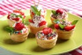 Dessert tartlets with strawberries Royalty Free Stock Photo