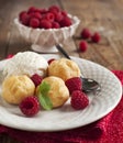 Dessert with Vanilla Ice Cream and Puff pastry filled with dairy cream Royalty Free Stock Photo