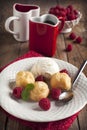 Dessert with Vanilla Ice Cream and Puff pastry filled with dairy creamam Royalty Free Stock Photo