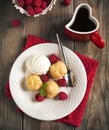 Dessert with Vanilla Ice Cream and Puff pastry filled with dairy Royalty Free Stock Photo