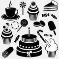 Vector icons silhouettes of sweets