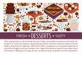 Desserts banner template with assorted truffle chocolate candies and text Royalty Free Stock Photo