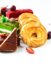 Desserts cakes on a white background Royalty Free Stock Photo