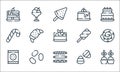 Desserts candies line icons. linear set. quality vector line set such as desserts, candies, biscuit, candy corn, jelly beans,