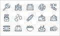 Desserts candies line icons. linear set. quality vector line set such as cookies, candies, candies, banana split, jelly, chocolate