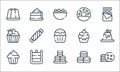 desserts candies line icons. linear set. quality vector line set such as cookies, macarons, cupcake, macaron, pudding, cupcake,