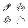 Desserts candies line icons. linear set. quality vector line set such as jelly beans, cookies, donut