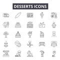 Desserts concept line icons, signs, vector set, linear concept, outline illustration Royalty Free Stock Photo