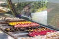 Desserts in display case