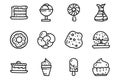 Desserts line vector doodle simple icon set