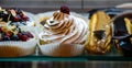 Desserts, pastries, cakes and various sweets at cafeteria