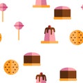 Desserts, Pastry, Sweets Vector Seamless Pattern Royalty Free Stock Photo