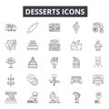 Desserts shop line icons, signs, vector set, linear concept, outline illustration Royalty Free Stock Photo