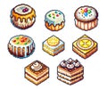 Desserts summer pixel art elements Royalty Free Stock Photo