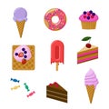 desserts. sweet food. cartoon vector illustration