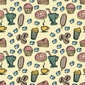 Desserts, sweets, tea, coffee seamless pattern Royalty Free Stock Photo