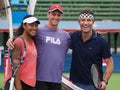Destanee Aiava, Andrew Whittington and Pat Cash at the opening of the Kooyong Classic Exhi