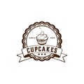 Food VINTAGE CUPCAKES LOGO , VECTOR ILLUSTRATION