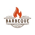 Vintage Retro Rustic BBQ Grill, Barbecue, Barbeque Label Stamp Logo design vector