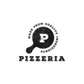 Initial Letter P Vintage Spatula Pizza Pizzeria Logo design