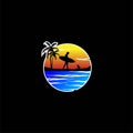 Surf Hawaii Beach Sea Sport Vacation Holiday logo design Royalty Free Stock Photo
