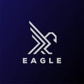 Monogram Bird Eagle Falcon Hawk Line Outline Logo Design Inspiration Vector