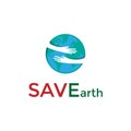 Save Care World Globe Earth with Hand Hug Embrace Eco Environment Logo Design Royalty Free Stock Photo