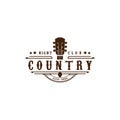 Country Guitar Music Western Vintage Retro Saloon Bar Cowboy Logo Design Vector Royalty Free Stock Photo