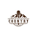 Texas Mountain Country Guitar Music Western Vintage Retro Saloon Bar Cowboy Logo Design Vector Royalty Free Stock Photo