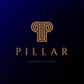 Initial Letter P for Pillar Line Outline Monogram Logo Design Vector