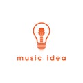 Modern Light Bulb Guitar Music Idea Logo Design Vector